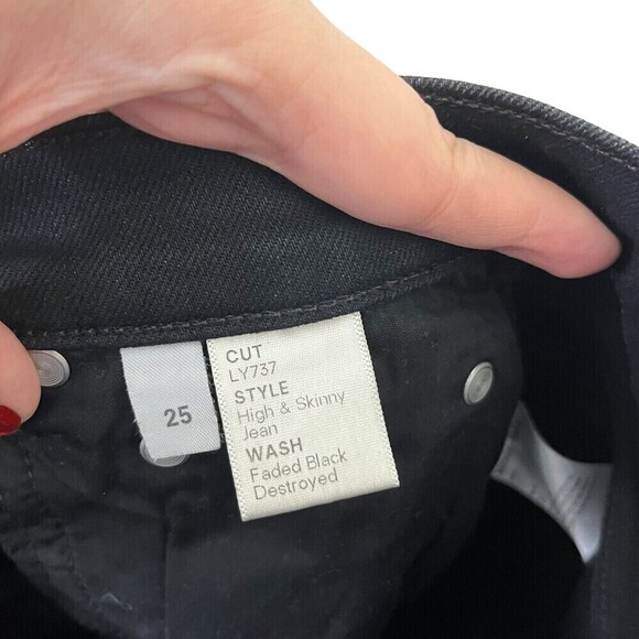 Reformation High & Skinny Jeans Women’s Size 25 Black Distressed Ankle Fit - Picture 12 of 13